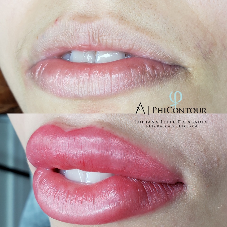 T&eacute;cnica micropigmenta&ccedil;&atilde;o de l&aacute;bios Aquarela Lips